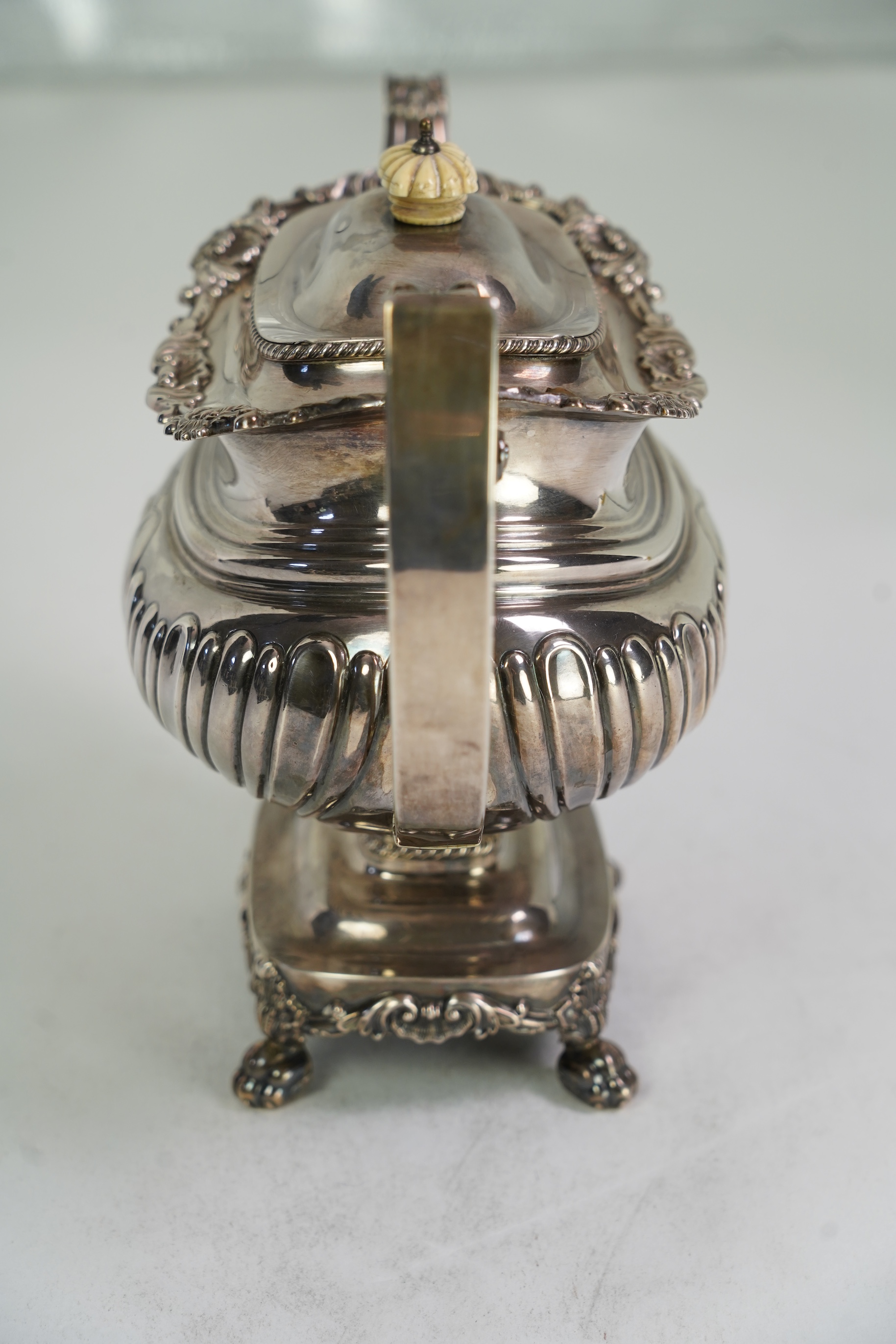 A George III silver pedestal teapot, by John Watson & Son